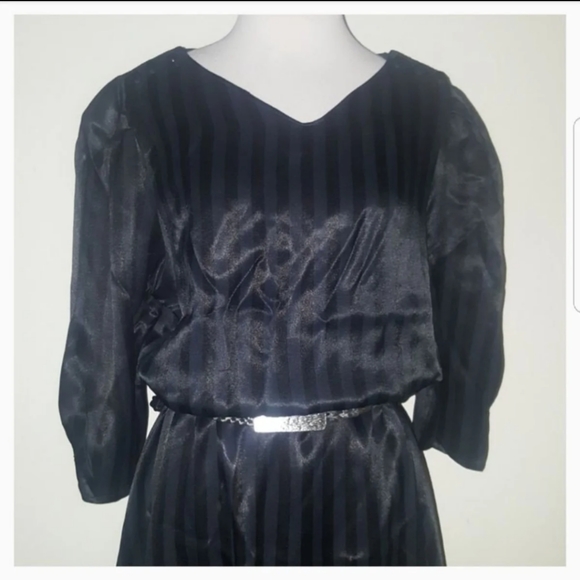 Goth Witchy Black Silky Vintage Pinup Dress - Picture 6 of 7